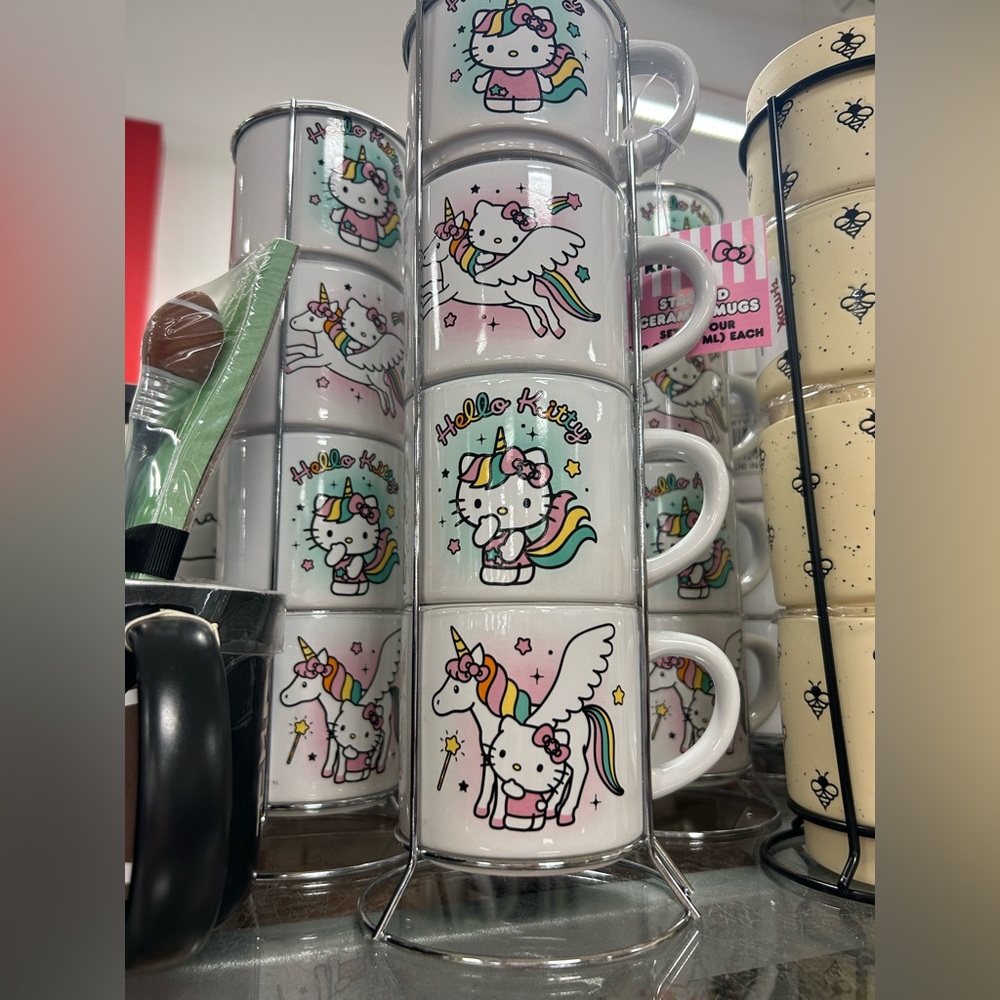Hello Kitty Cups Mugs Stack Unicorn Kawaii